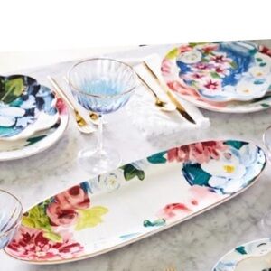Anthropologie Anais Floral Oval Serving Platter in Pink, Blue, Yellow, Green